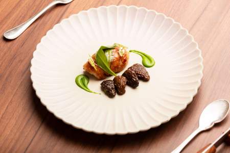 Plat du Restaurant Gastronomique proche d'Aix en Provence 1 étoile Michelin La Bastide Bourrelly Mathias Dandine